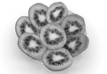 slices of kiwi on a white background