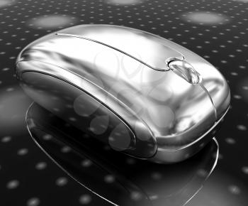 3d chrome mouse on a fantastic festive dark background 