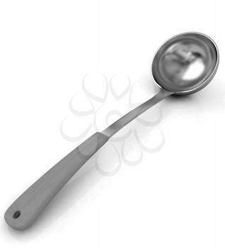 Gold soup ladle on white background 