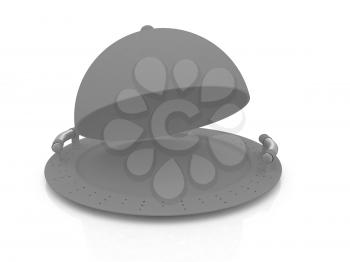 Restaurant cloche with lid on a white background
