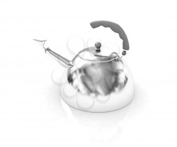 Glossy chrome kettle on a white background