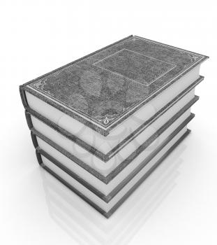 The stack of books on a white background