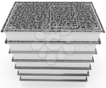 The stack of books on a white background