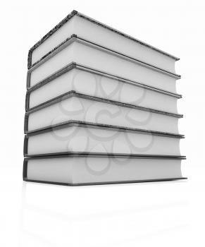 The stack of books on a white background