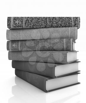 The stack of books on a white background