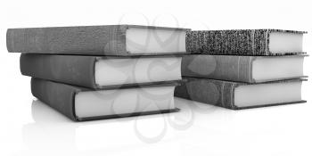 The stack of books on a white background