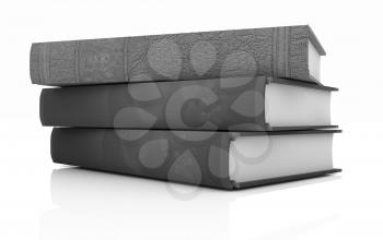 The stack of books on a white background