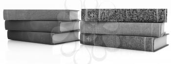 The stack of books on a white background