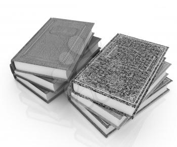 The stack of books on a white background