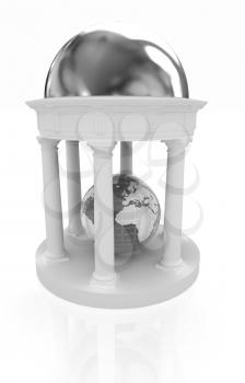 Earth in rotunda on a white background