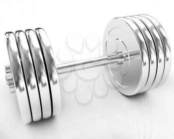 Metal dumbbell on a white background