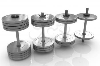 Colorful dumbbells on a white background