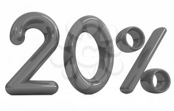 3d red 20 - twenty percent on a white background