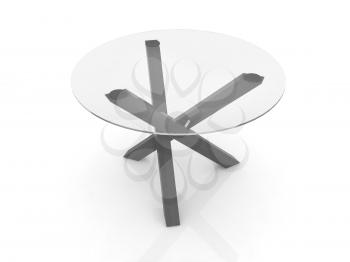 exotic glass table on white background