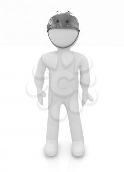 3d man in bicycle helmet on a white background