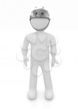 3d man in bicycle helmet on a white background