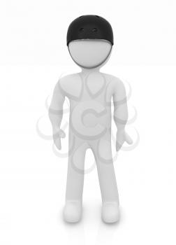 3d man in bicycle helmet on a white background