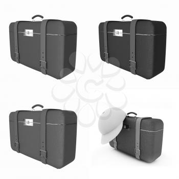 Traveler's suitcase set on a white background