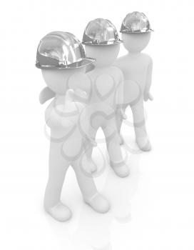 3d mans in a hard hat with thumb up. On a white background 