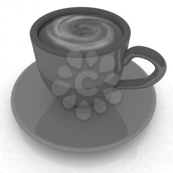 Coffee cup on saucer on a white background