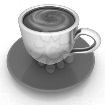 Coffee cup on saucer on a white background