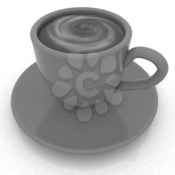 Coffee cup on saucer on a white background