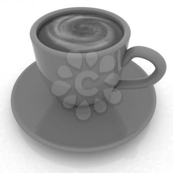 Coffee cup on saucer on a white background