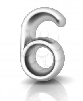 Number 6- six on white background