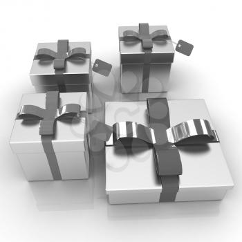 Gifts with ribbon on a white background 