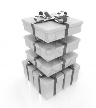 Gifts with ribbon on a white background