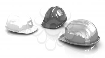 Hard hats on a white background 