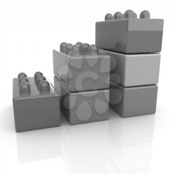 Building blocks efficiency concept on white 