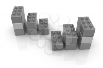 Building blocks efficiency concept on white 