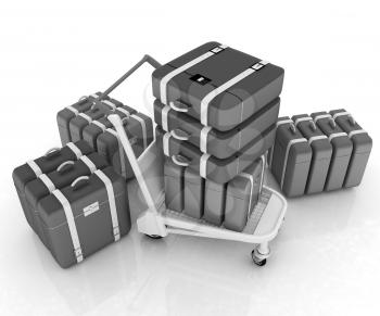 Trolley for luggage at the airport and luggage