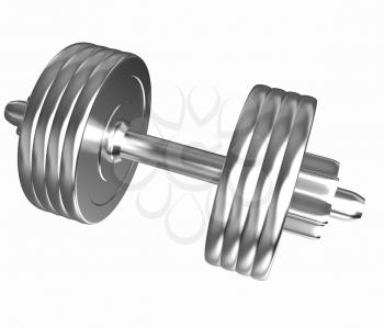 Gold dumbbells isolated on a white background