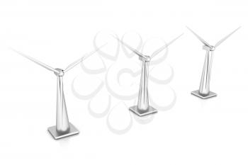 Wind turbine isolated on white 