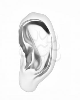 Ear metal 3d render isolated on white background 