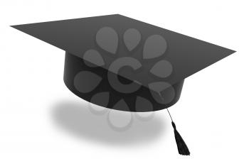 Graduation hat on a white background