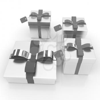 Gifts with ribbon on a white background 