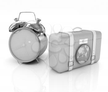 Suitcases for travel and clock