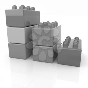 Building blocks efficiency concept on white 