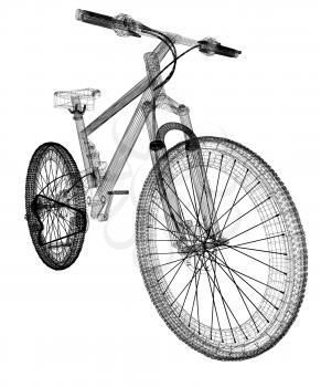 bicycle as a 3d wire frame object isolated