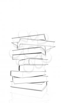 colorful real books on a white background