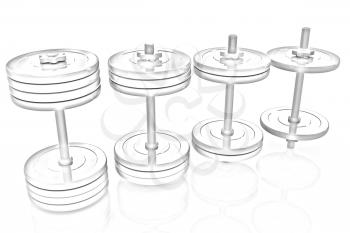 Colorful dumbbells on a white background