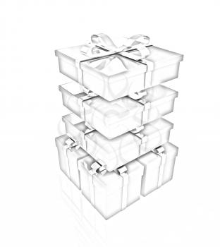 Gifts with ribbon on a white background