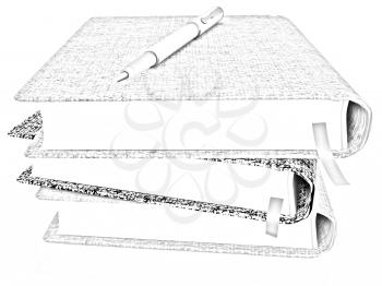 pen on notepad stack on a white background