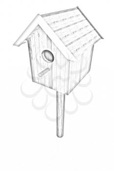 Nest box birdhouse on a white background