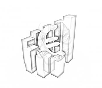 Currency euro business graph on white background