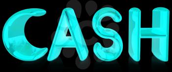 3d illustration of text 'cash' on a black background
