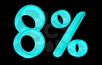 3d 8 - eight percent on a black background
